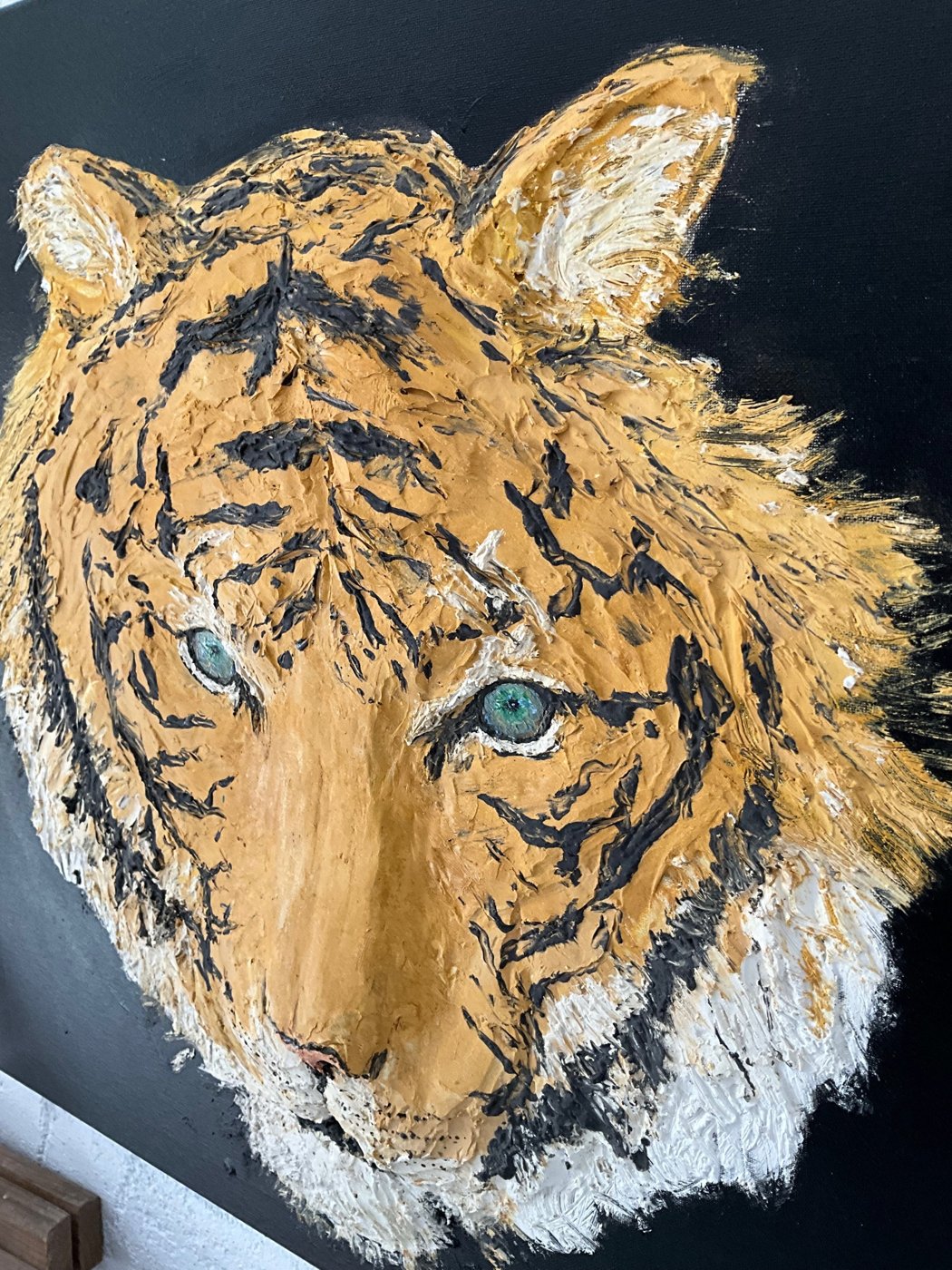 Eyes of the Jungle, a textured tiger artwork by Jenna Wambu